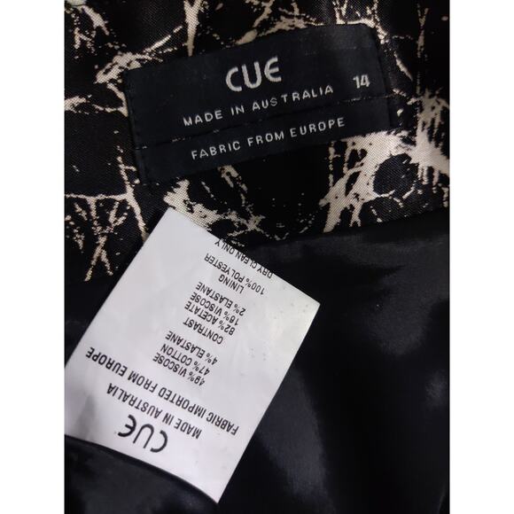 Cue Women's Black Ivory White Marble Print Contrast Stripe Pencil Skirt Size 14 - Picture 7 of 7